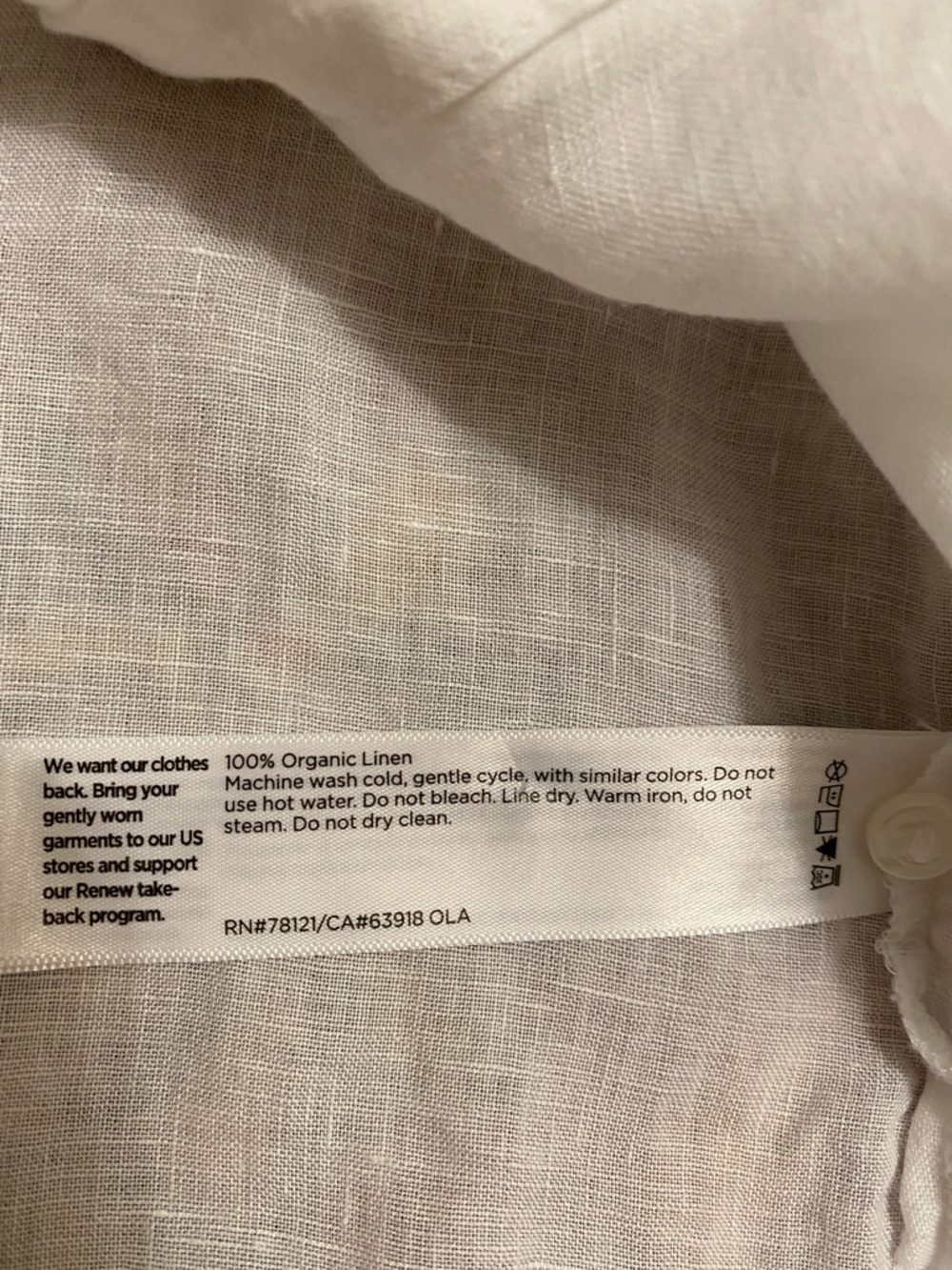 Eileen Fisher Classic Collar Elbow Sleeve Organic Linen Button-Up Shirt Size S - Picture 10 of 10